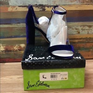 Never worn deep purple,velvet chunky heels.